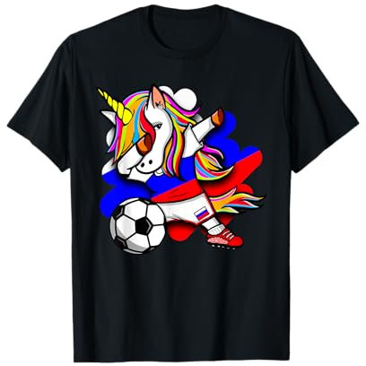 Dabbing Einhorn Russia Fußball Fans Trikot Russian Football T-Shirt