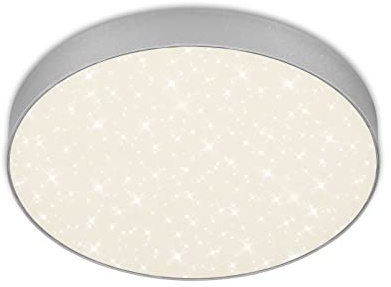 BRILONER - LED Deckenlampe mit Sternenhimmel, rahmenlos, neutralweiße Lichtfarbe, LED Lampe, Deckenleuchte, Wohnzimmerlampe, Schlafzimmerlampe, Küchenlampe, 28,7x3,6 cm, Silberfarbig