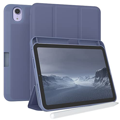 EAZY CASE - Schutzhülle mit Stifthalter für iPad mini 6. Generation 2021 Case 8.3 Zoll Hülle mit Stifthalterung Tablet Cover Touchpen Smartcase aufstellbar Klappcase Auto Sleep Wake Up Etui EIS Blau