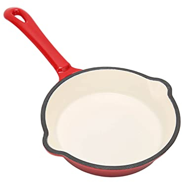 Cast Iron Frying Pan, Red Iron Enamel Double-layer Non-stick Frying Pan All-in-one Frying Pan Thickened Enamel Pan for Family Restaurant