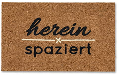 Fußmatte Kokos Natur Schmutzfangmatte - Eingangsmatte rutschfeste Türmatte robust für Innen und Außen - Coco Design Kokosmatte 40x60 cm: herein spaziert
