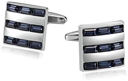 Manchettenknoepfe Blau, Brautvater Manschettenknöpfe Quadrat Rostfreier Stahl 1.6X1.6CM für Männer Vater Freund Tuxedo Shirt
