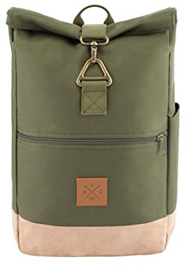 Manufaktur13 Timber Wood Roll-Top Backpack - wasserdichter Rucksack (18L) mit Flaschenhalter, Daypack mit Innenfächer, Laptopfach, gepolsterte Träger, Reißverschlussfach, für Damen & Herren (Dazzle)