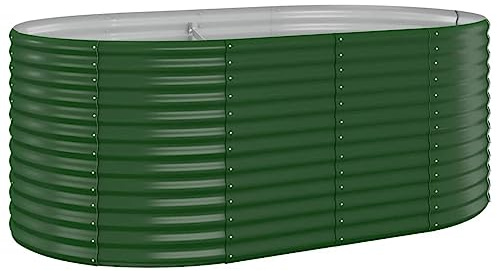 vidaXL Hochbeet, Wetterfestes Hochbeet für Garten Balkon Terrasse, Kräuterhochbeet zum Selber Bauen, Pflanzkasten aus Metall, Verzinkter Stahl Grün