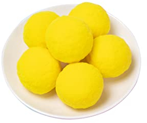 CAOMEI Wattebällchen 5cm,30 Stück Kunstpelz Pom Pom Bälle, 5 cm Kunstfell Pompon Fellbommel Pompon Fellpompon Bommel Abnehmbare DIY Pelz Pom Poms Für Mützen Tasche Dekoration (gelb)