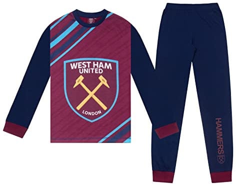 West Ham United FC Official Gift Boys Long Sublimation Pyjamas Navy 3-4 Years