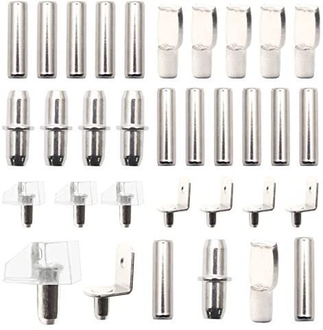 150 Stück 6 Stils Schrank Möbel Regal Stifte 5mm Regalträger Stützen Peg-Kit Metall Regalstifte und Stützen für Schrank, Möbel, Regal Bücherregal