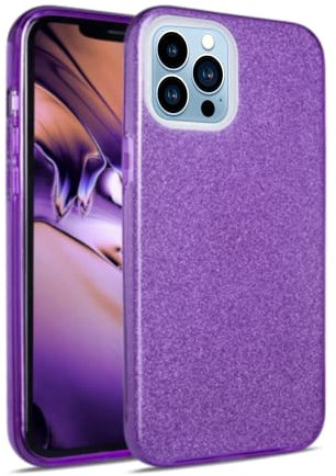 MHtech Glitter Case for iPhone 13 Pro Max, Bling Sparkle Shockproof Cute Sparkly Case Cover for Women and Girls. Protective Case for iPhone 13 Pro Max (Purple)