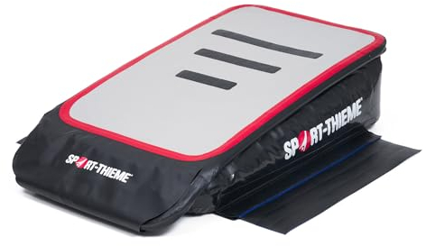 Sport-Thieme AirBoard Boost | Carbon by AirTrack Factory | Platzsparend, sicher| Inkl. Fußpumpe | Schwarz-Rot | Vinyl | 120x60x30 cm