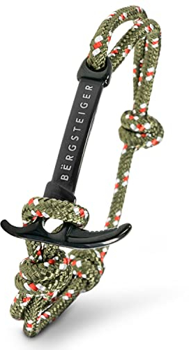 BËRGSTEIGER ICE AXE Armband für Herren & Damen mit Eispickel - hochwertiges Stoffarmband - Bracelet geflochten - Armbänder aus Stoff - ideales Bergsteiger Geschenk (Olivegrün)