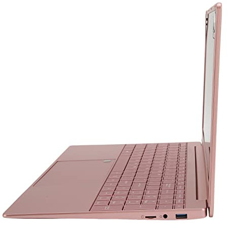 AMONIDA Laptop da Gioco, 1920x1080 Laptop da 15,6 Pollici CPU Quad Core con Lettore di Impronte Digitali da 7000 mAh in Oro Rosa per Le Aziende (12+512G Spina UE)