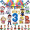 57 Stück 3. Geburtstagsdeko Geburtstag Deko 3 Jahre Jungen Mädchen Party Deko Set Happy Birthday Banner, 9 Großer Folienballons, 20 Latex Ballons, Tortendeko, Kerzen, Geburtstags Mützen (Zahl 3)