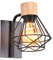 iDEGU Wandleuchte Industrielle E27 Beleuchtung Innen Wandlampe aus Holz und Eisen Käfig-Design Schwarz Vintage Lampe für Schlafzimmer, Wohnzimmer, Küche (Wandleuchte, verstellbar, 1 Pack)
