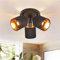 Glitzerlife Deckenleuchte 3 Flammig Deckenstrahler Schwarz - Deckenlampe Vintage Deckenspot E14 Schwenkbar 350° Schwarz Stoffschirm Modern für Wohnzimmer Küche Flur MAX.25W (ohne Leuchtmittel)
