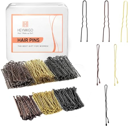 Épingle à Cheveux, Epingle Cheveux, HRYMKGO 300 Pièces Pince Cheveux Femme, 5cm & 6cm Pince Chignon Bobby Pins avec Boîte de Rangement Hairpin Kit pour Femmes Filles et Salon de Coiffure