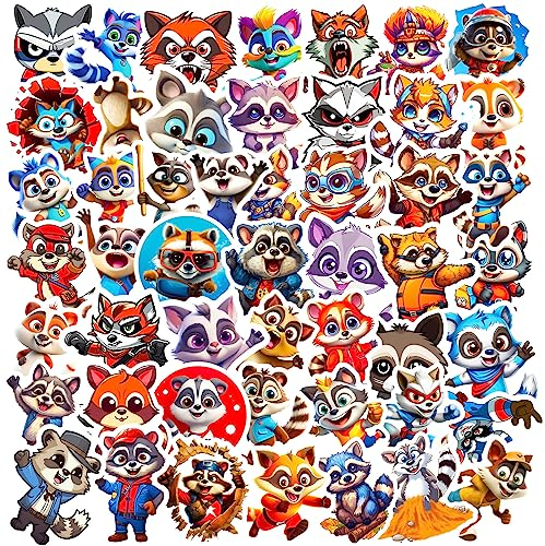 Raccoon Aufkleber für Laptop (50 PCS),Geschenk für Kinder Jugendliche Erwachsene Jungen,Raccoon Stickers Wasserdicht Vinyl Aufkleber für Scrapbook,Skateboard,Auto,Gepäck