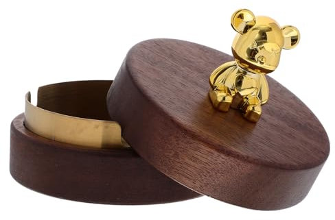 DECHOUS aschenbecher ashtray aschenbl ash tray Aschebehälter Ascheauffangschale Zigarettenstummel im chinesischen Halter schmücken Mülleimer Nussbaum Büro Container Holz