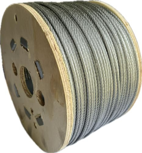 Galvanised Steel Wire Rope Metal Cable 100m Reel 7x7 Construction 2mm 3mm 4mm 5mm 6mm 8mm Diameter (100M (4mm DIameter))