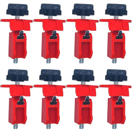 Lot de 8 Bloc Disjoncteur Miniature, Pack de 8 Mini bloques pour Consignation Electrique, Dispositif Verrouillage Universel en Nylon Condamnation Electricien Sécurité Industriel Kit 8, Rouge noir