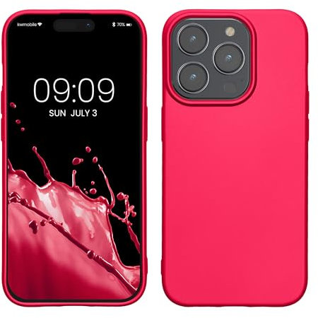 kwmobile Custodia Compatibile con Apple iPhone 15 Pro Cover - Back Case Morbida - Protezione in Silicone TPU Effetto Metallizzato rosa metallizzato
