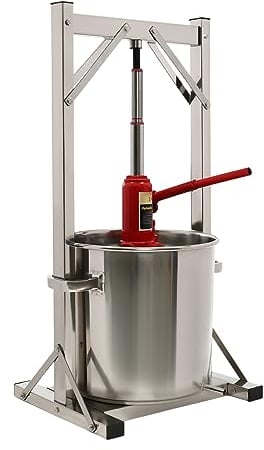 22L Obstpresse, 304 Lebensmittelqualität Sicherheit Edelstahl, Presse 150kg Pressleistung, Saftpresse Manuell Dual-Edelstahlfässern mit Filtern-Weinpresse Verwendbar für Weine, Säfte