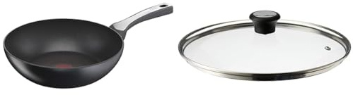 Tefal G25919 Unlimited On Wokpfanne | 28 cm & Glasdeckel 28 cm, Edelstahlfassung, Spülmaschinenfest, Dampfventil, Thermokunststoffgriff, 28097712