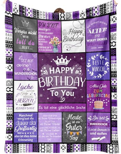 SECOGM Geburtstagsgeschenk für Frauen, Happy Birthday Gift for Women, Geburtstagsgeschenk für Mama, Mädchen, Frau, Freundin, Kollegin, Lustige Geschenk Geburtstag, Happy Birthday Deko Decke 152x127CM