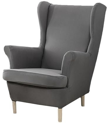 XINGYUEXUAN Ohrensessel Schonbezüge 2 Stück Stretch Flügel Stuhl Abdeckungen mit Armen Solid Farbe Flügel zurück Sessel Sofa Abdeckungen mit elastischen Boden für Wohnzimmer Schlafzimmer (grau)