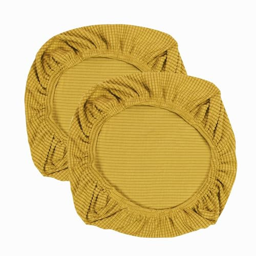 Yikko Elastic Stretch Spandex Stuhl Sitzbezüge Schonbezüge Waschbare Passform für Bürostühle, Esszimmerstühle, Bar Hochzeitsfeier Dekor (2, Bräunliches Gelb)