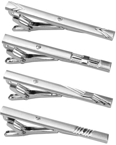 Krawattenklammer Silber,4 Stück Krawattennadeln für Herren,Tie Clip Set Für Valentinstag,Klammern für Krawatten Krawattenklammern für Männer Alltag Hochzeit Jahrestag Geschäft Vatertagsgeschenke