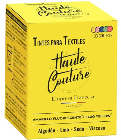 HAUTE COUTURE - Colorante Per Tessuti Giallo - 350g - Giallo Fluorescente - Tutto in uno - Pronta all'uso per Abbigliamento e Tessuti