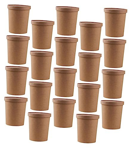 Healeved 25 Stück Einweg Suppenschalen 32oz Kraftpapier Porridge Becher Mit Auslaufschutz Mit Deckel Takeaway Verpackung Für Buffets Partys Und to Go
