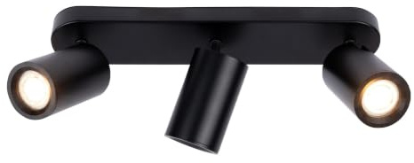 Ledvion LED Deckenstrahler Schwarz 3-Licht Rechteck GU10 3W Warmweiss | Mit Leuchtmittel geliefert fuer Flur Wohnzimmer Kueche Schlafzimmer und trockene Innenraeume