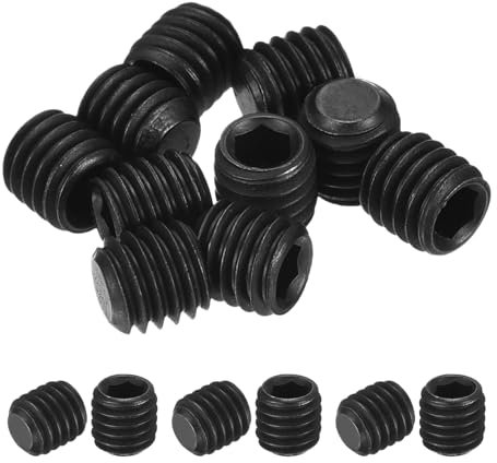 sourcing map 10Pcs Hex Socket Grub Screw, M5x5mm 304 Stainless Steel Head Socket Set Screws Flat Point Grub Bolt for Door Handles, Light Fixture Repair, Black