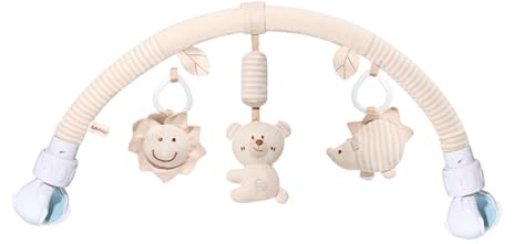 Fenteer Baby-Bogenspielzeug, sensorisches Hänge-Rassel-Bogenspielzeug für Neugeborene, Aktivitätsspielzeug, weiches Cartoon-Kinderbett-Zubehör für Babywippe, Bär