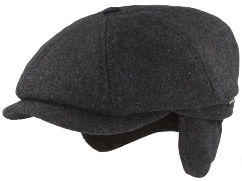 Breiter Winter Schiebermütze Flatcap Schirmmütze Sympatex Membran & ausklappbarem Ohrenschutz 8-TLG Schiebermütze aus Wolle 59
