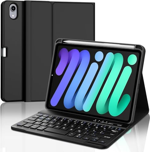 FOGARI Tastiera Coperchio Bluetooth per iPad Mini 7 Generazione 8.3 2024 - Con Slot a Penna, Italiano QWERTY Tastiera Ergonomica Portatile Magnetica Staccabile per iPad Mini 6a/7a Gen 8.3 (Nero)