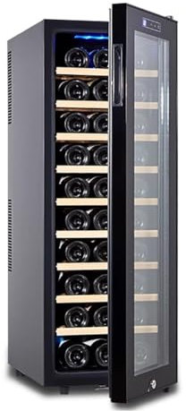 TT-YEC Freestanding Wine Cooler, Single Zone Temperature, Digital Touch Control, Humidifying Wine Cooler with Lock, Can Hold 18-30 Bottles of Wine, Quiet Beverage Cabinet,F