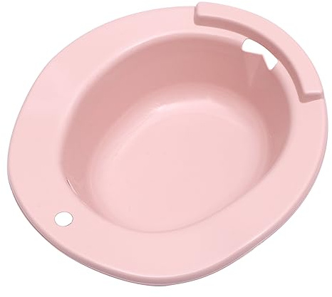 Hockfreies Becken aus Pp, Rosa, 1 Stück für Sitzbad | Toiletten Einweich Bidet, Rutschfest mit Hängeleiste, für Haushaltsklosetts