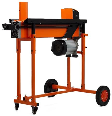 FMX4-PRO-TW 8 Ton Electric Log Splitter with Trolley Stand – 2-Speed Ram, Duocut Blade, Safety Guard – Hydraulic Oil Pre-Filled – Splits 150 Logs/Hour