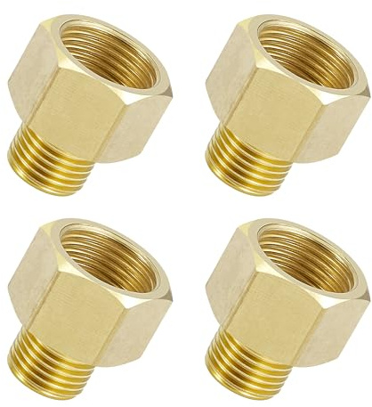 Raccord Réducteur en Laiton 1/4 Mâle vers 1/2 Femelle, Adaptateur Fileté Droit pour Eau, Air Comprimé, Gaz & Carburant, Plomberie, Atelier & Bricolage (4 Pièces)