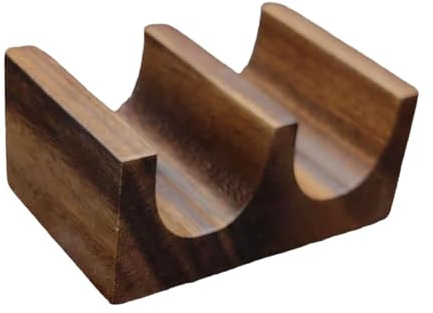 Soporte de madera para tacos, multiuso, para fiestas, 10 x 7 x 5 cm, doble