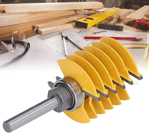 Bamjour Finger Joint Router Bits, Router Bit 8mm Shank 2 Teeth Finger Joint Jig Adjustable 46mm Cutter Head Cutting Tool for Woodworking