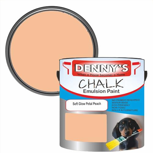 SCOOBYS PAINTS BACK IN THE MIX Chalk Emulsion Matt Paint, Water-Based, No Primer Required, For Walls and Furniture Peach, Pink, (Soft Glow Petal Peach, 1L Tin)