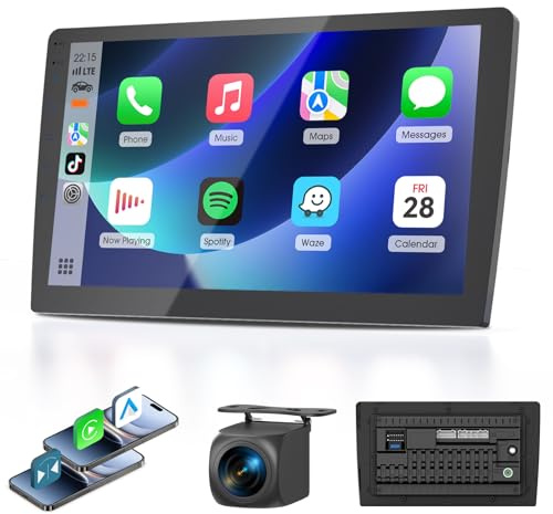 Haudio Autoradio 2 Din con Apple CarPlay y Android Auto, Autoradio de 9 Pulgadas con Cámara de Marcha atrás HD,GPS,Control de Voz,Mirror Link,FM/AM/AUX para todos los Vehículos 4+64GB(CPU Actualizado)