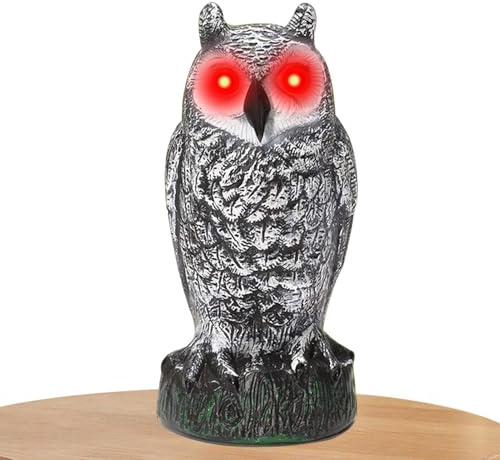 Eulenstatue, Eulen-Köder | Künstliche Eule mit blinkenden Augen, erschreckendem Geräusch und Bewegungsmelder,Gefälschte Eulen-Vogelscheuchen, PP-Eulenstatue, um Pflanzen, Bäume und vor eindringenden T
