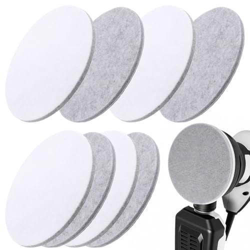 SRunDe 8 Stück Polierscheibe 150mm Filz Polierpads für Exzenterschleifer | Polieren von Autolack Felgen Glas Marmor Holzmöbel Polierfilz Polieraufsatz Kompatibel mit Bosch Festool Metabo Mirka FLEX