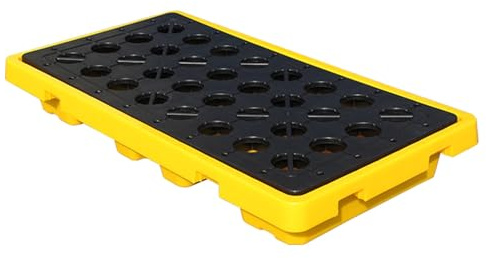 XBTGS Palé modular de contención de derrames con drenaje, solución a prueba de fugas para derrames de aceite y productos químicos en almacenes y talleres, 130 x 68 x 17,5 cm, 51,18 x 26,78 x 6,89, 130