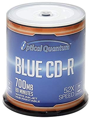 Optical Quantum White Inkjet Printable CD-R 700MB 52X Blank CDs, 100-Pack