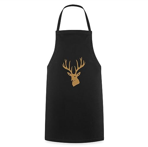 Spreadshirt Hirsch Geweih Hirschkopf Hirschgeweih Kochschürze, One size, Schwarz